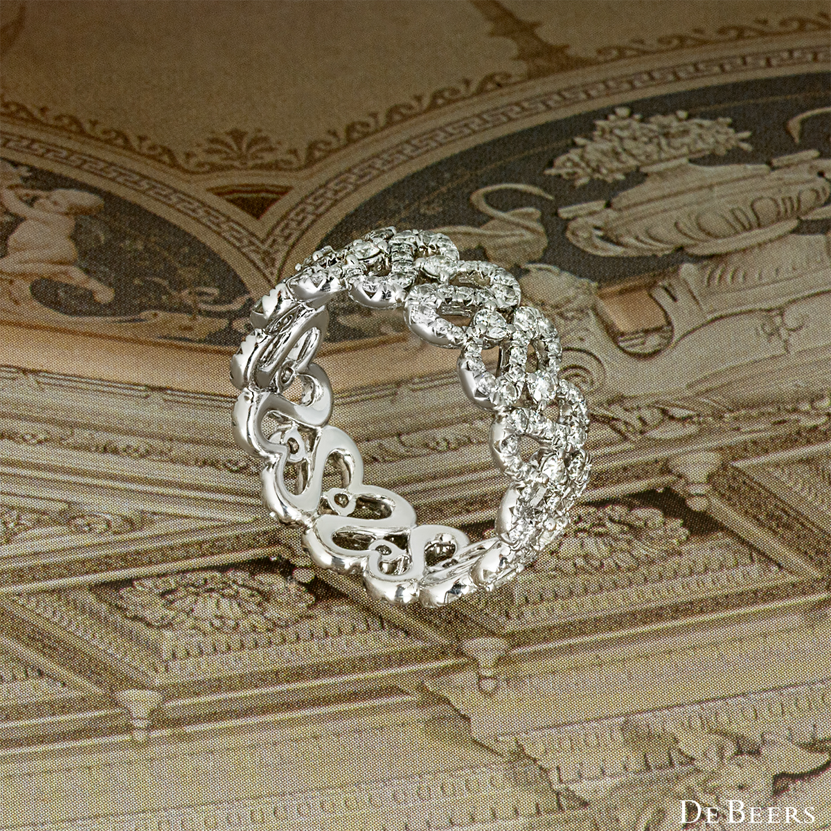 De Beers White Gold Diamond Swan Ring R102310